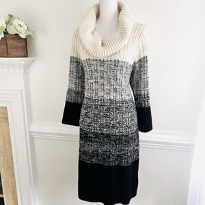 Studio One Cream and Black Cowl Neck Dress